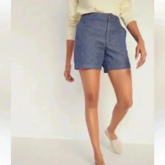 Old Navy Pants - Old navy linen cotton chambray shorts 10 blue